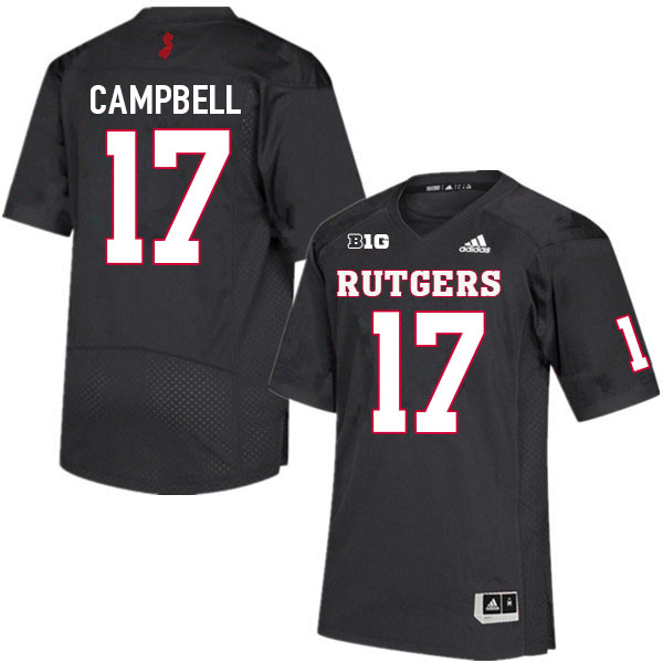 Youth #17 Jameer Campbell Rutgers Scarlet Knights College Football Jerseys Sale-Black